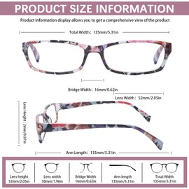 MAEOWN 6 Pack Printed Reading Glasses Blue Light Blocking Spring Hinge Fashion Anti Glare Lightweight Readers for Women (Mixed Color, 3.50, x)