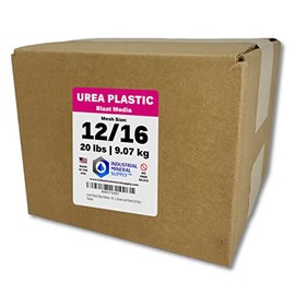 Urea Plastic Blast Media - Mesh Size 12/16 - Plastic Abrasive for Stripping Paint and Removing Coatings from Cars, Aircraft, Trucks, Trailers, Trains, Vans, Buses and Steel (20 lbs.)