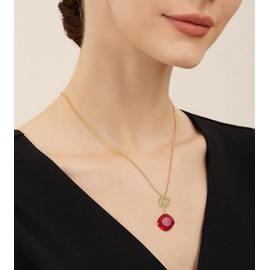 YONVUN Austria Crystal Zircon Diamond Pendant Infinity Necklace | Plated 18k Gold Gemstone Birthstone Statement Jewelry Gift for Wife Mom Daughter Girlfriend