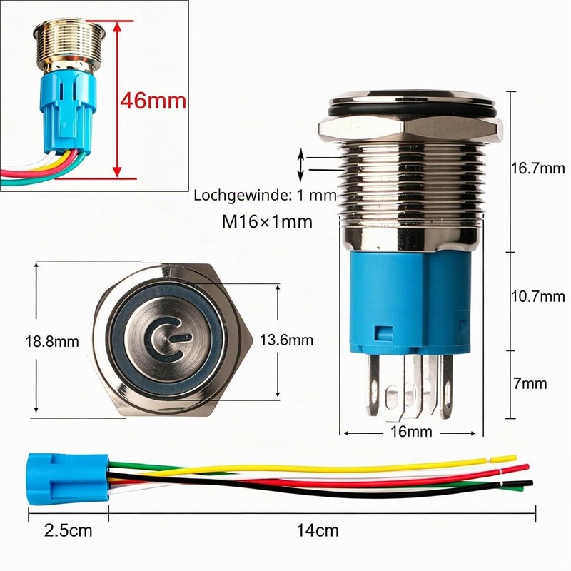 Gebildet Pack of 2 16 mm Stainless Steel Latching Push