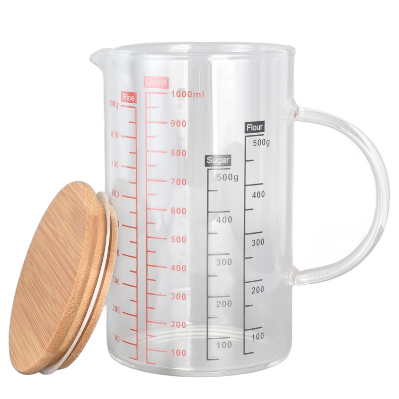 Glass Measuring Cup V Shaped Nozzle Clear Scale Comfortable Grip