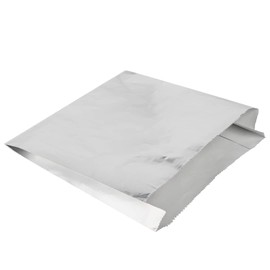 Restaurantware Bag Tek 7.9 x 1.7 x 7.9 Inch Foil Lined Bags 100 Greaseproof Foil Food Wrappers - Freezable Non-Vented Silver Foil Paper Hot Sandwich Bags Keeps Food Warm For Hot And Cold Foods