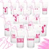 Willinglong 24 Pcs Cheerleading Drink Pouches with Straws Cheerleading Party