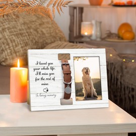 XNXLDYLH Dog Cat Pet Memorial Picture Frame with Collar Holder, Pet Dog Memorial Loss Sympathy Gifts, I Loved You Your Whole Life I'll Miss You for The Rest of Mine Picture Photo Frames for 4x6 Photo