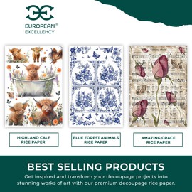 European Excellency Easter Rice Paper for Decoupage A4 I Scrapbook Paper I Bunny Tissue Paper (Happy Easter Bunnies - 2 Sheets)