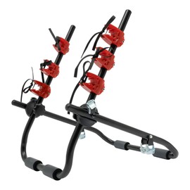 Foldable 3-Bike Car Bicycle Rack Bicycle Carrier Holder for Most Cars S-U-V Sedan Hatchback Minivan Black+Red