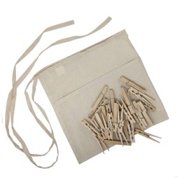 Nickanny's Cotton Apron, Clothesline, and Natural Heavy Duty Wood Clothespins w/Metal Spring Set (Apron Pins)