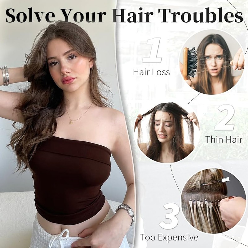 Morichy Halos Hair Extensions, 14Inch Invisible Wire Hair Extensions Clip