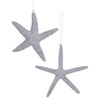 Kurt Adler Silver Glittered Starfish Holiday Ornaments Set of 2