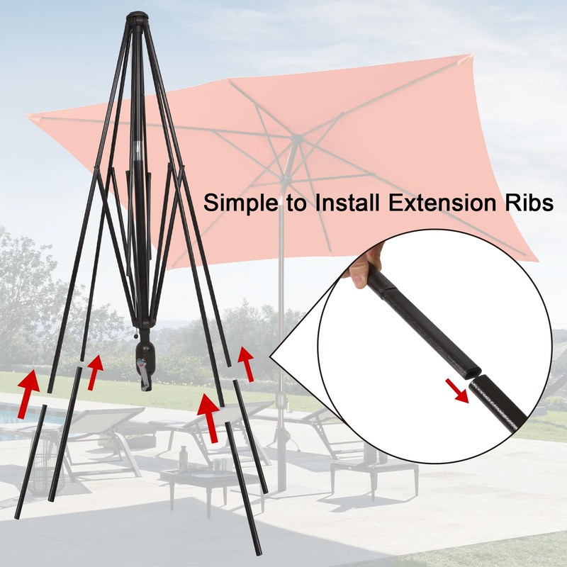 Blissun 10' Rectangular Patio Umbrella Outdoor Market Table Umbrella with