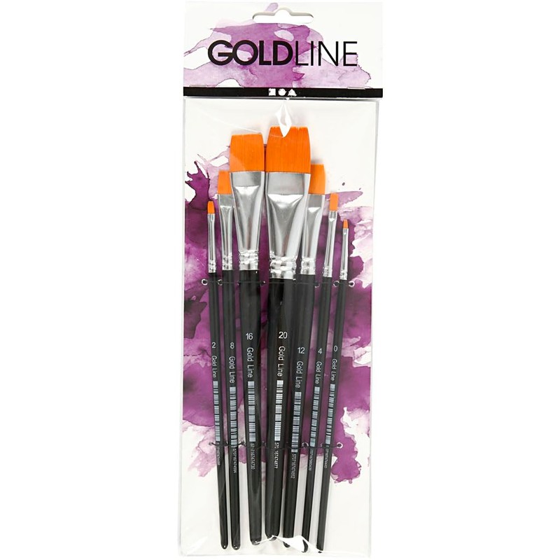 Gold Line Acrylic Brush Set, Size 0-20, W: 2-24 mm,