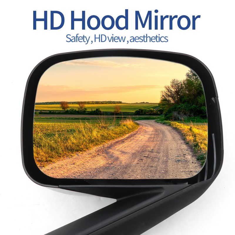 aostirmotor Pair Black Hood Mirrors Fit for New Freightliner Cascadia