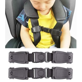 2 Pack Baby Car Safety Seat Strap Clip, Chest Harness Clip Anti-Slip Baby Chest Clip Guard Compatible with Seats, Strollers, High Chairs, Schoolbags, Max. for 1.5 inch Width Harness (Black Set of 2)