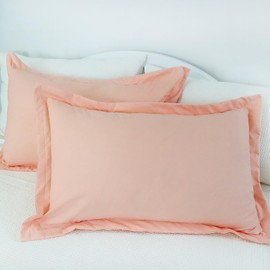 Helthep Bedding Standard Pillow Shams, Soft and Comfortable Microfiber Pillowcase Standard Size Set of 2 Envelope Pillow Cases,Double Brushed Solid Color,Pink(20"*26")