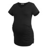 Smallshow Women's V Neck Maternity Clothes Tops Side Ruched Pregnancy