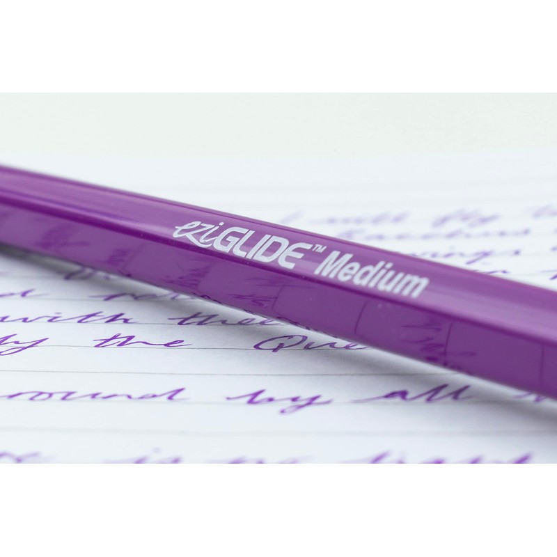Eziglide Ballpoint Purple Pen, Pack of 100 Ballpoint Pens, Smooth