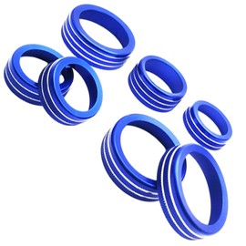 Riloer AC Knob Cover, 7 pcs Car Audio Volume Knob Cover Ring Decor, Central Control Knobs Cover Trims Accessories Compatible with Ford F150 2021-2022 (Blue)