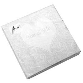 Servietten Ambiente YOU & ME champagne , Hochzeit Du + Ich , 33x33cm, 3lagig 20 Stück Packung
