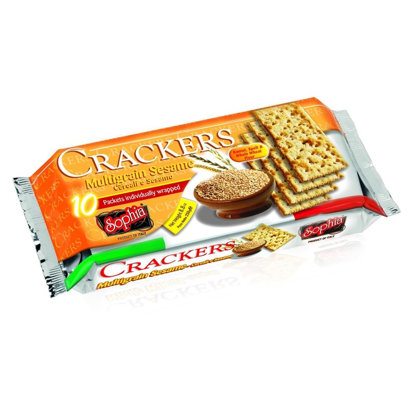 Sophia Cracker Italian Sesame 8.8oz (4-pack) | Rustic Sesame Crackers
