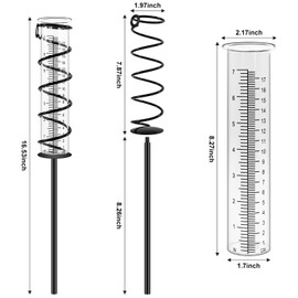 CHIVENIDO 17 cm Rain Gauge for Garden, Frost-Proof, Outdoor Rain Gauge, Glass Rainwater Meter, Rain Gauge with Metal Stake, Decorative for Yard, Deck, Lawn, Landscape and Garden Accessories