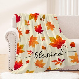 Neatee Living Fall Decorative Throw Blanket Thanksgiving Autumn Maple Leaf Throw Blanket for Couch Sofa Bed Living Room Holiday Lightweight Fuzzy Soft Plush Fleece Blankets and Throws 50x60