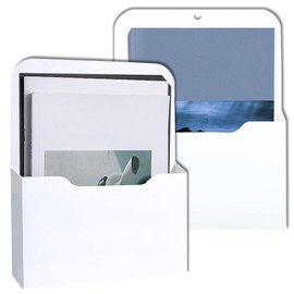 Magnetic File Holder, 2 Pieces Magnetic Paper Holder, Document Holder, Office Supplies, Storage, A4 Papers, Letter Holder, with Strong Magnets, for Whiteboards, Fridge, Home, White
