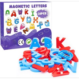Magnetic Alphabet and Number Toy Set: Strong Magnetic 78 Pieces Colorful Alphabet Magnets, Learning Toys for Kids Boys Girls - Color: 26 Pcs Multi Color
