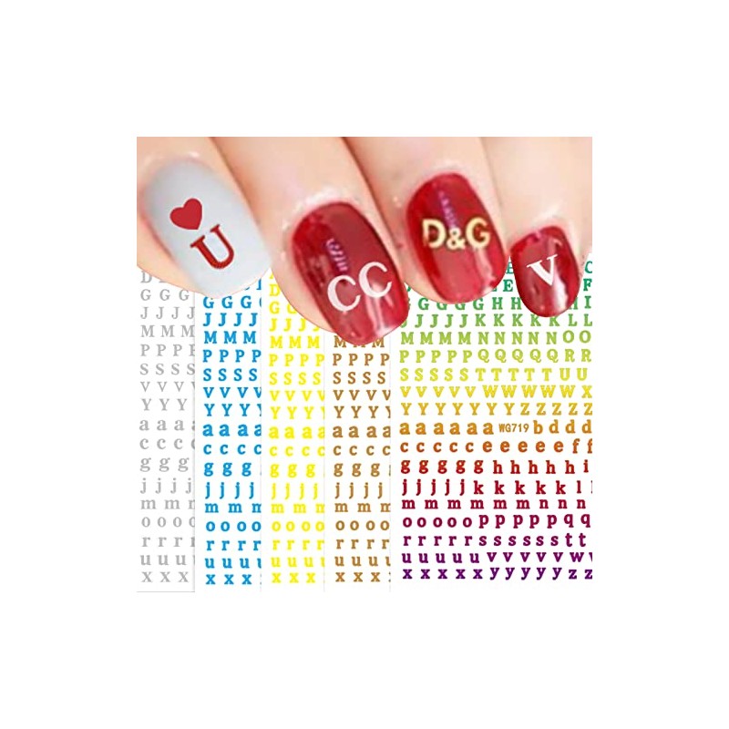 LANODO 8 Pcs Nail Stickers Alphabet 3D English Letters (8