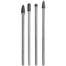 4 Pcs Carbide Rotary Burr Set, 1/4-Inch Long Shank Tungsten Steel Head Burr Bit Set Fits Rotary Tool for Wood/Metal Drilling Carving Engraving