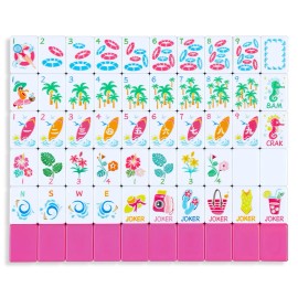 |Portable Red Summer American Mahjong Set 160 Melamine Tiles with Small Travel Bag and DiceSize: Tiles:1.2inch * 0.9inch * 0.5inch, Color: Red