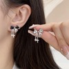 TseenYi Onyx Bow Stud Earrings Black Heart Bow Earrings Tiny