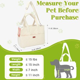 Dog Travel Bag, Dog Carriers for Small Dogs, Soft Puppy Purse Carrier 0-15 lbs with Pockets Breathable Mesh, Lightweight Cat Kitty Rabbit Tote Bag, Collapsible Pet Carrying Bags for Traveling Vet