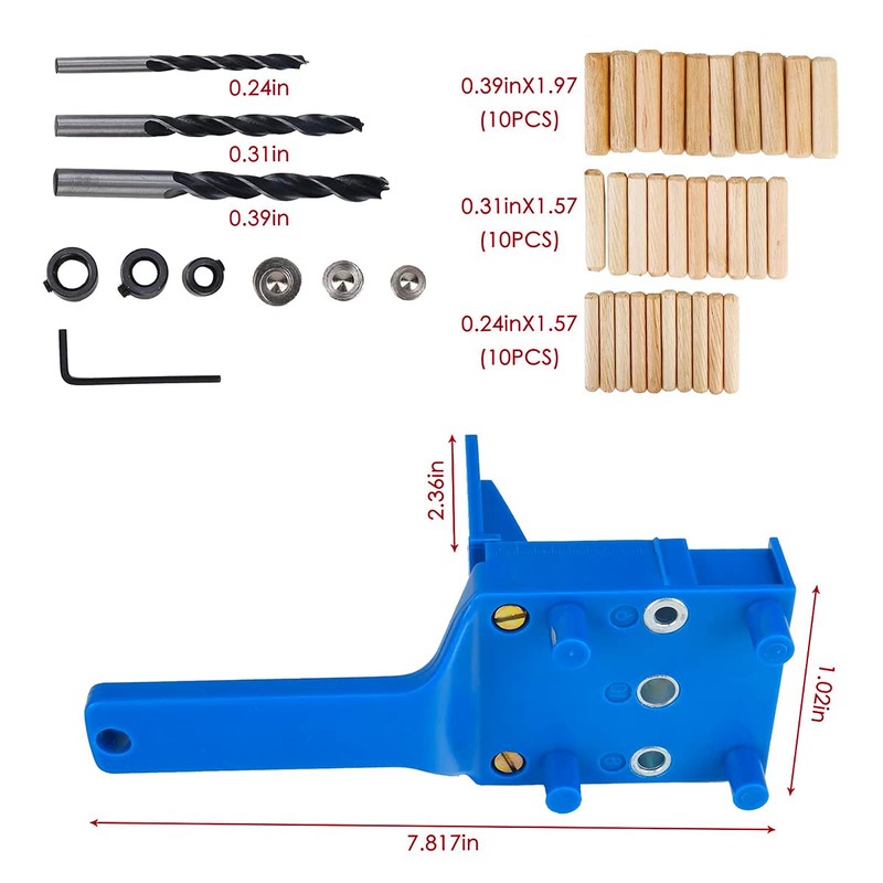 WANGCL 41Pcs Woodworking Doweling Jig Kit 6/8/10 mm Handheld Wood