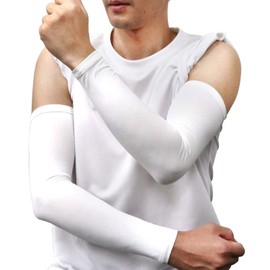 TrendMarche Arm Cover, Solid Color, Sweat Absorbent, Quick Drying, Cold Sensitive Effect, UPF 50+, 2-piece Set of 2 Arms, Set of 3, Sun Protection, UV Protection, Men's, Women's, White ColdarmM White 3