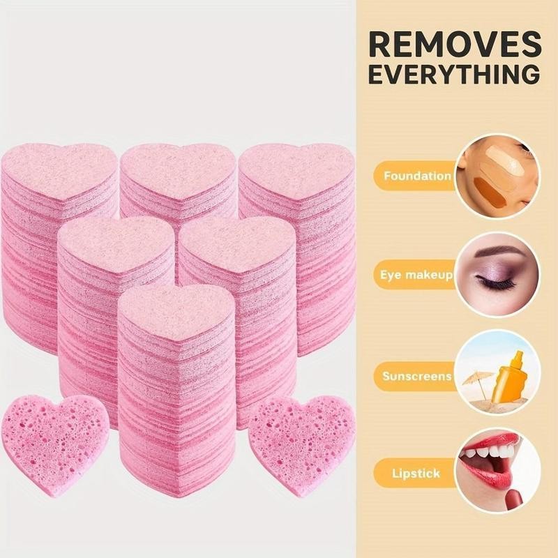 Heart Shaped Facial Sponge, Compressed Face Wash Pad, Exfoliating Facial