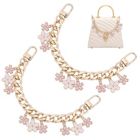 PH PandaHall 2pcs Purse Chain Strap Replacement 7.9" Short Chain Straps Enamel Flower Charm Purse Handle Extender Decorative Bag Chains Golden Chain for Purse Handbag Wallet Crossbody Shoulder Bag