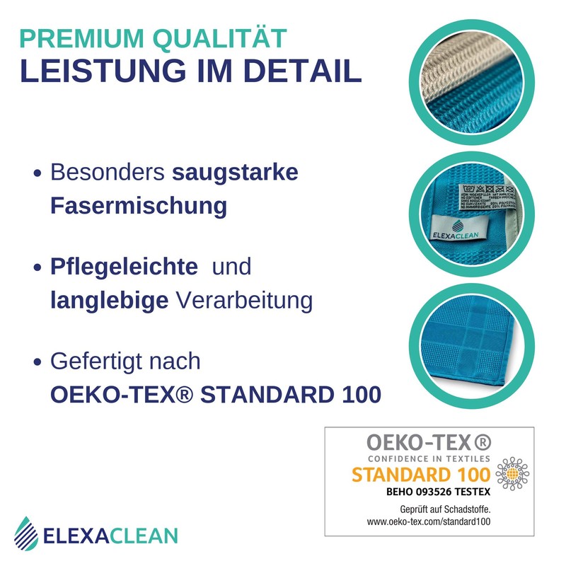 Elexaclean Microfibre Tea Towel Set - 68 x 42 cm