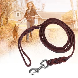 MUNEFE Only 3 Types of Dog Leads, Running Rope Made of Cowhide Leather and Leather, Safety Lead for Dog Training for Running Training (2.1 m)