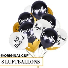 Original Cup® - 8 Printed Balloons for Divorce Party - Decoration for Divorce Parties - Theme Party for Newly Divorced People - 100% Fun Gift Idea for Men and Women
