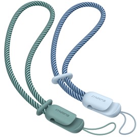 SURPHY Adjustable Lanyard Wristlet Hand Strap, with Integrated Clip Compatible with AirPods, Phone Cases, Cameras, Keys (Cloud Blue & Green)