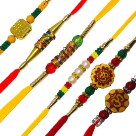 WhopperIndia Set of 6 Assorted Rakhi | Rakhee Bracelet | Rakhi for brother | Raksha bandhan rakhi | rakhi for bhabhi | 6 rakhi for bhaiya | Bhaiya Bhabhi Rakhi | Rakhdi | Rakhi for Bhai