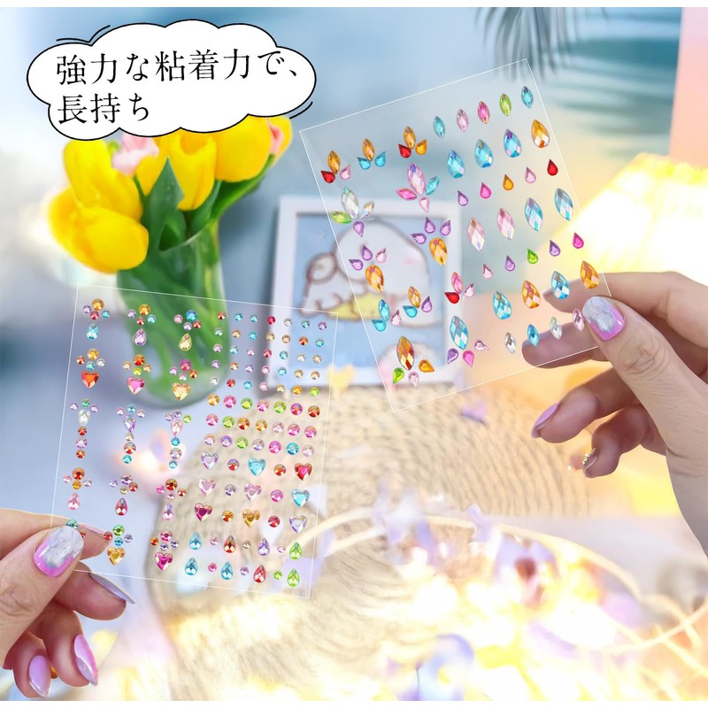 Mefeny Rhinestone Sticker Makeup Sticker Colorful Star Heart Teardrop Shaped