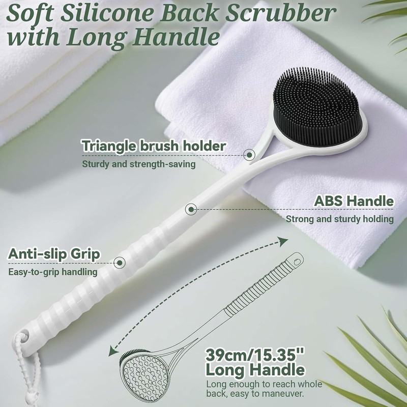 Cepillo De Espalda Para Ducha De Silicona De 1535'' Con