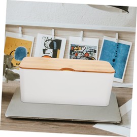 DOITOOL Cable Management Box Elegant Bamboo Cord Organizer Capacity for Computer Cables Easy to Clean Maintain Stylish Home Office Storage Cord Hider for Desk Tv