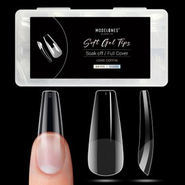 Modelones Coffin Nail Tips - 500Pcs Pre-shaped Half Matte Full Cover False Nails Gel Nail Tips Acrylic Press on Nails for Nail Extension DIY 10 Sizes