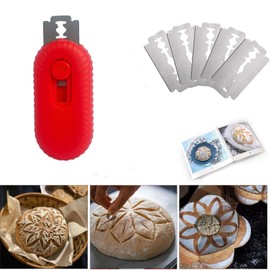 qifuwanjingfeng Bread Lame Dough Scoring Tool,Retractable Sourdough Scoring Tool with Stainless Steel Blade for Bread Baking, Cooking Supplies Accessories (RED)