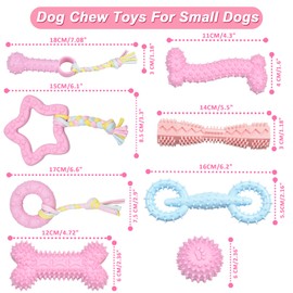 Ousiya 8 Pack Puppy Chew Toy Set Durable Dog Toys for Small Puppy Breeds Teething Toys for Puppies Non-Toxic and Safe Perfect for Training and Playtime (Pink 2)