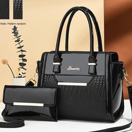 2025 New Crocodile Pattern Fashionable All-match Shoulder Bag | Small | Crossbody Bag Small Tote Bag - Color: Black
