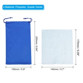 PATIKIL 10"x6" Ski Goggle Bag, 3 Pack Microfiber Goggle Pouch with Glasses Cloth Draw String Snow Protection Bags Protective Storage Case Sleeve for Lens, Blue