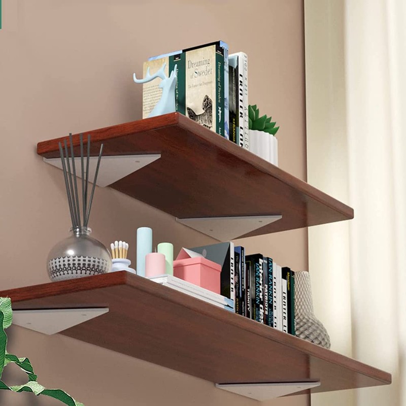 Pack of 2 Floating Shelf Brackets, Shelf Brackets Triangle White,
